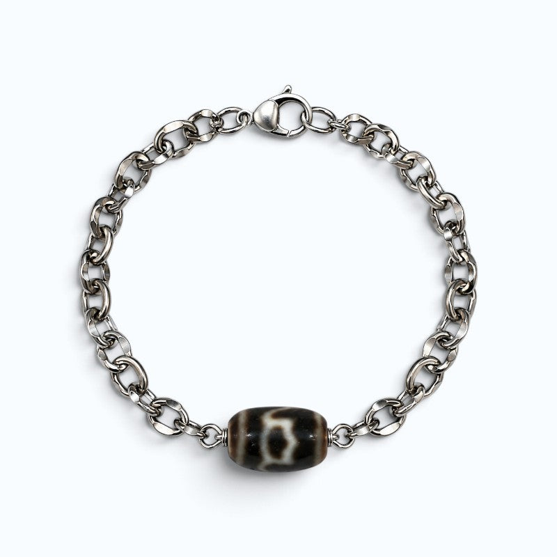 Lotus Dzi Bead Bracelet