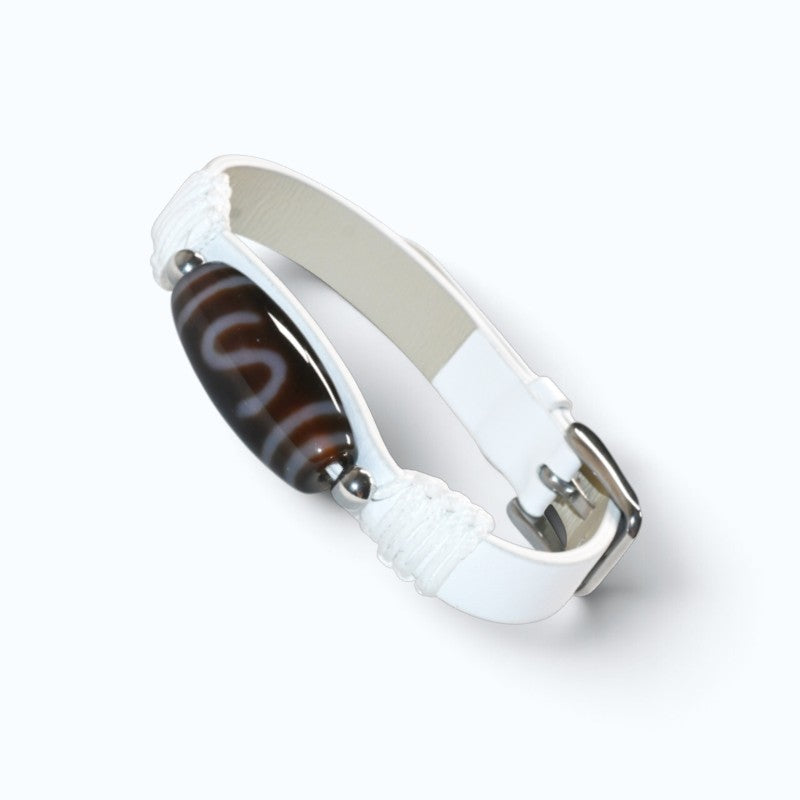 Money Hook Dzi Bead Leather Bracelet