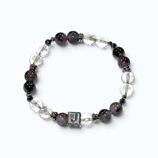 Letter J | Yellow Phantom Pyramid & Eye Auralite Bracelet
