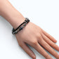 Silver Chrome Heart Charm + Pietersite w/ Hypersthene Bracelet