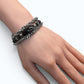 Double Silver Obsidian Charm w/ Black Skeletal Sunstone Bracelet