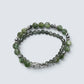 Silver Chrome Heart Cross Charm + Green Lepidolite Quartz w/ Green Rutilated Quartz Bracelet