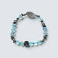Labradorite Charm + Aquamarine Phantom Quartz w/ Sweden Meteorite Bracelet
