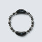 Double Silver Obsidian Charm w/ Black Skeletal Sunstone Bracelet