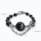 Agate Charm + Black Tourmaline w/ Herkimer Diamond Bangle