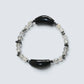 Double Silver Obsidian Charm w/  Grey Moonstone Bracelet