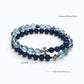 Silver Chrome Heart Cross Charm + Aquamarine Phantom Quartz w/ Lapis Lazuli Bracelet