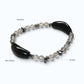 Double Silver Obsidian Charm w/  Grey Moonstone Bracelet
