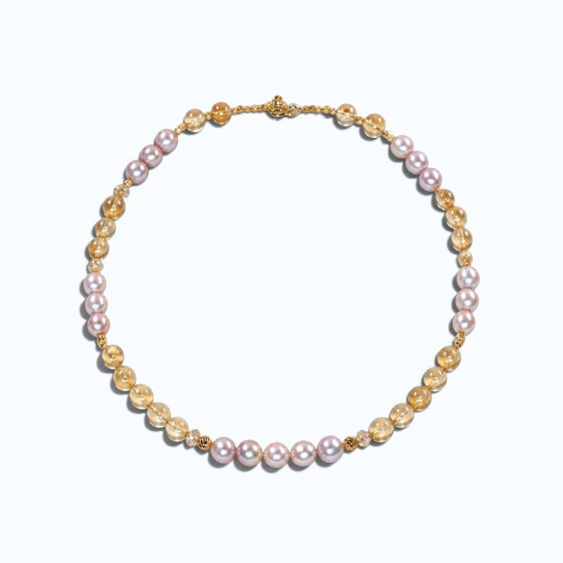 Citrine w/ Freshwater Pearl Anklet