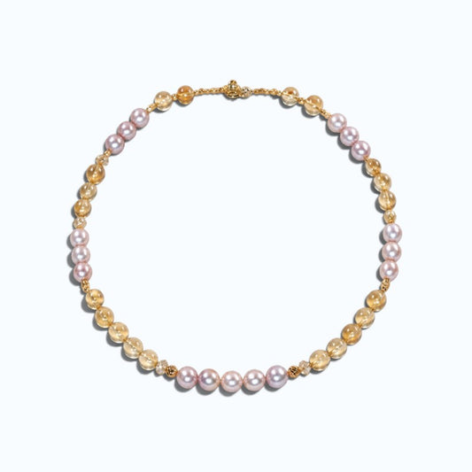 Citrine w/ Freshwater Pearl Anklet
