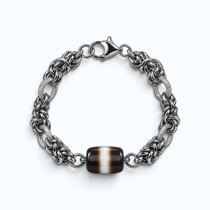 Black & White Dzi Bead Bracelet