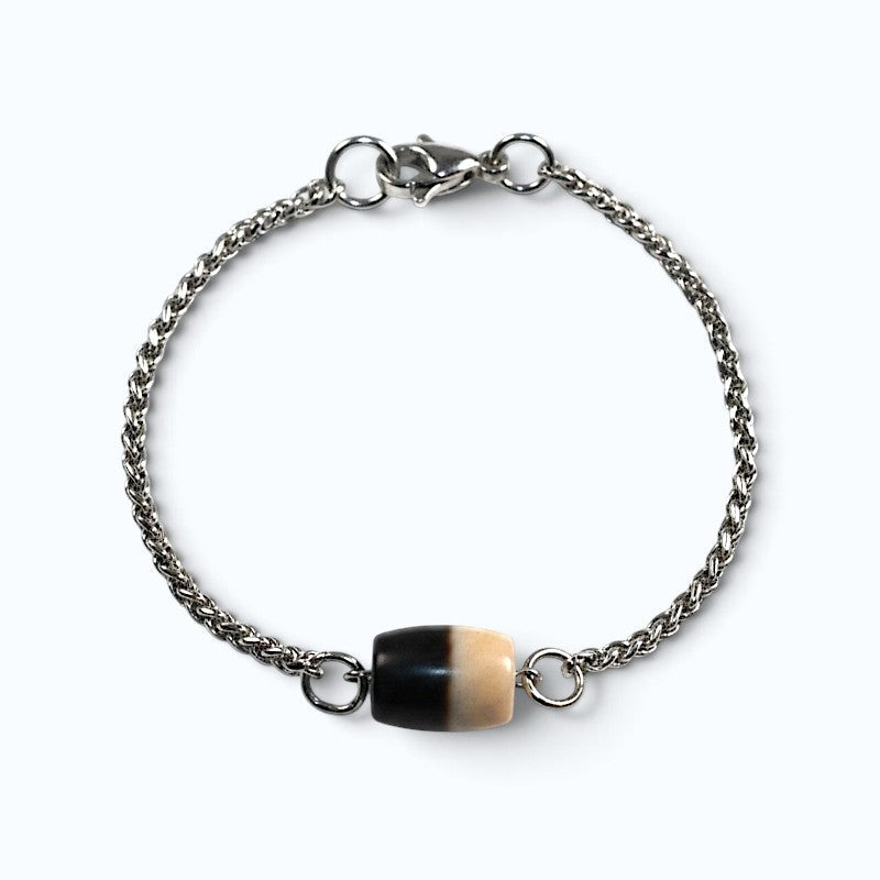 Black & White Dzi Bead Bracelet