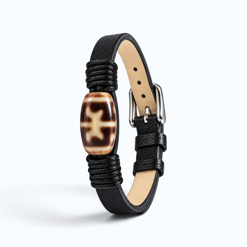 Wujie Boundless Dzi Bead Leather Bracelet