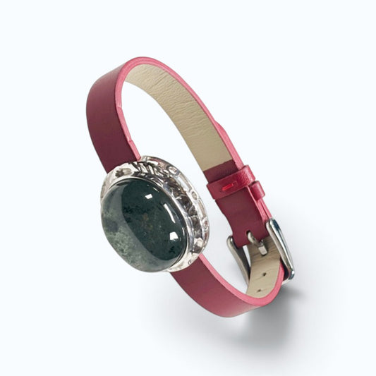 Green Phantom Starry Quartz Leather Bracelet