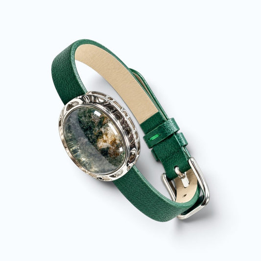 Green Phantom with Yellow Phantom Quartz Leather Bracelet