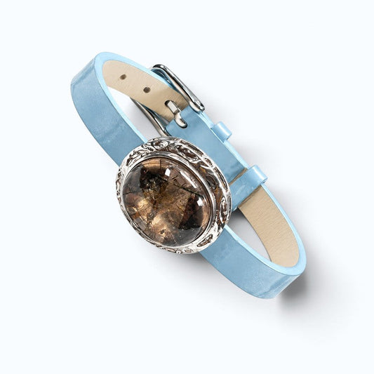 Rainbow Green Tourmaline Rutilated Quartz Leather Bracelet