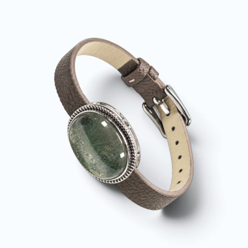 Green Phantom Starry Quartz Leather Bracelet