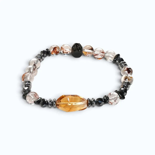 Citrine Charm + Hematoid Quartz w/ Sweden Meteorite Bracelet