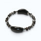 Double Silver Obsidian Charm w/ Black Skeletal Sunstone Bracelet