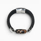 Wealth God Dzi Bead w/ Leather Bangle