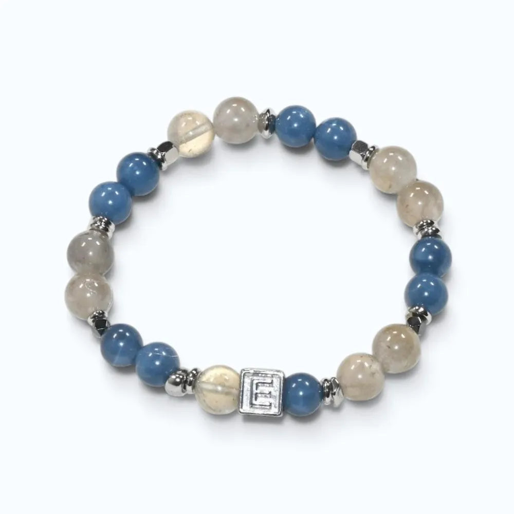 Letter E | Moonstone Mica & Blue Opal Bracelet