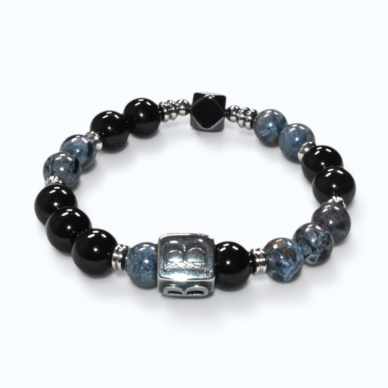 Silver B Charm + Pietersite w/ Black Tourmaline Bracelet