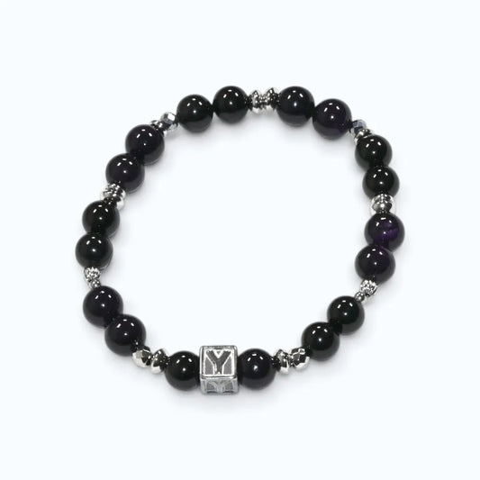 Letter Y | Purpurite & Black Tourmaline Bracelet