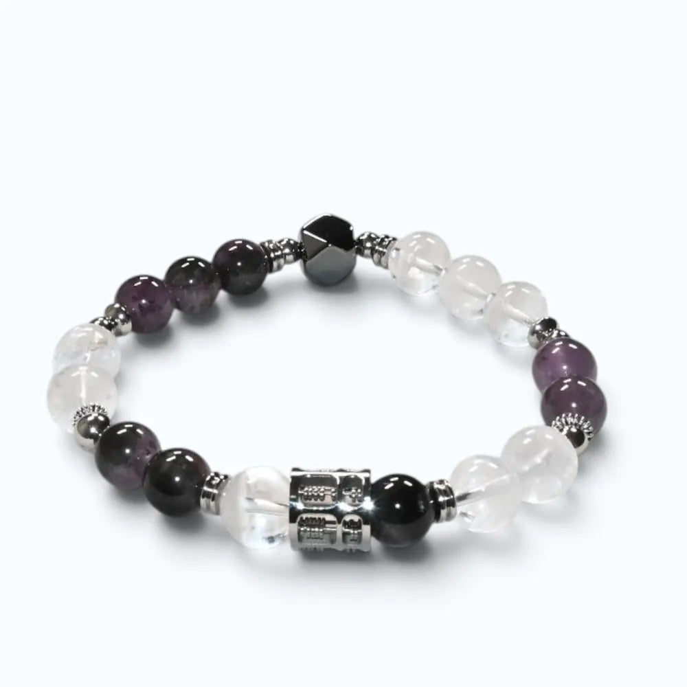Abacus Charm + White Phantom Quartz w/ Eye Auralite Quartz Bracelet