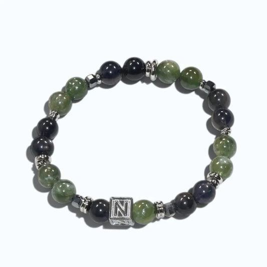 Letter N | Iolite & Green Lithium Mica Bracelet