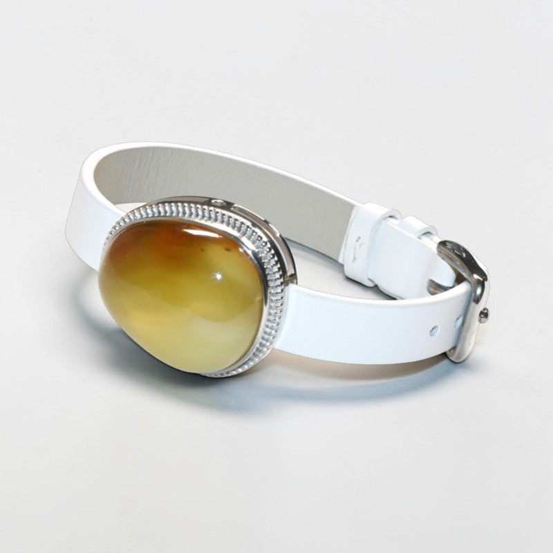 Yellow Amber Leather Bracelet
