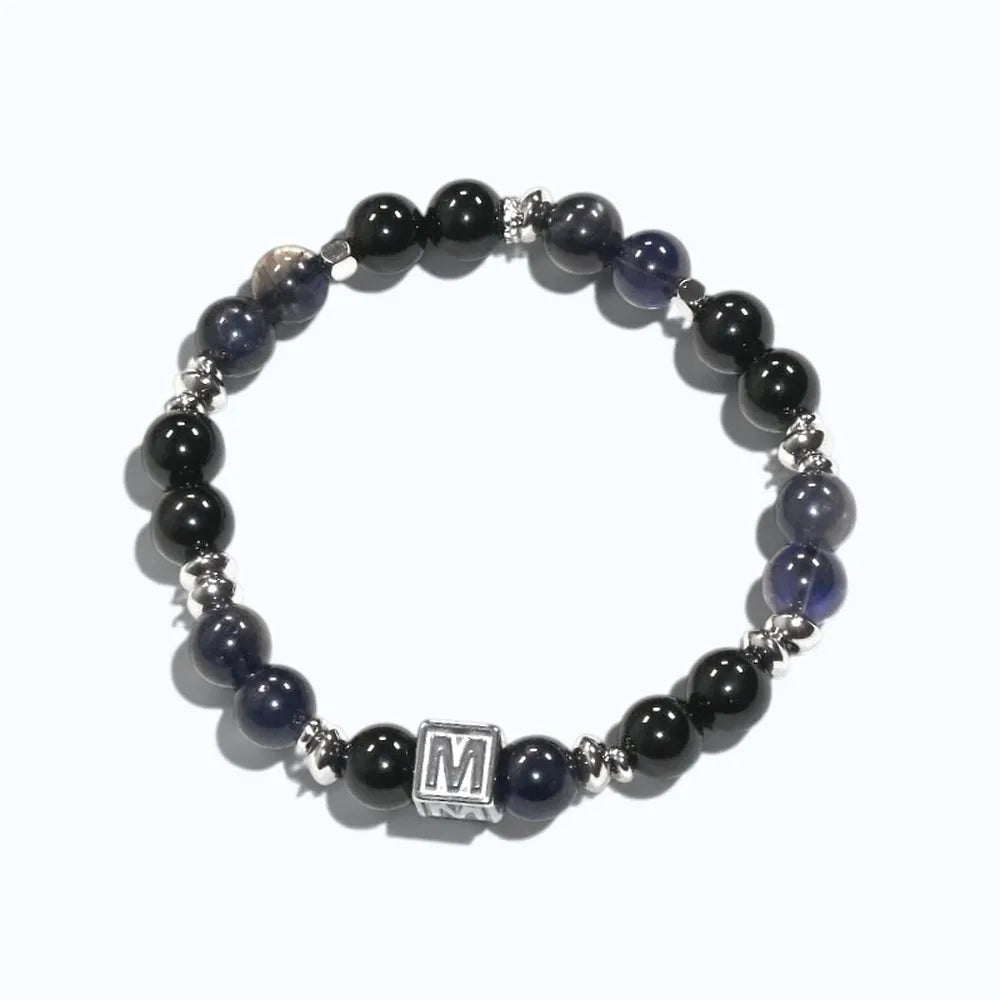 Letter M | Iolite & Black Tourmaline Bracelet