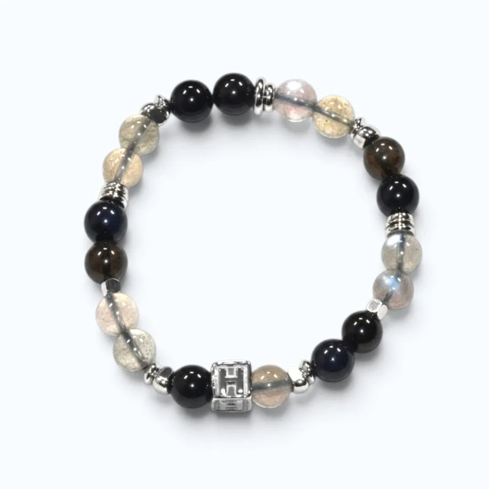 Letter H | Grey Moonstone & Iolite Bracelet