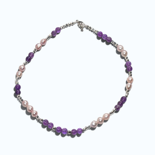 Amethyst w/ Freshwater Pearl Anklet