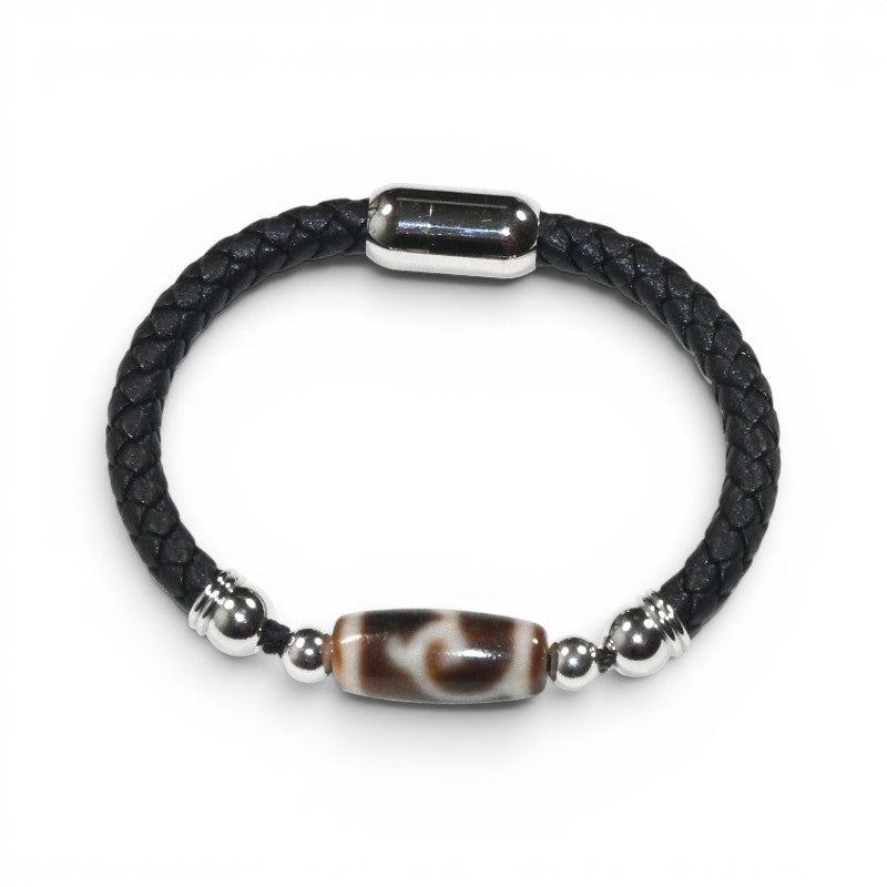 Green Tara Dzi Bead w/ Leather Bangle