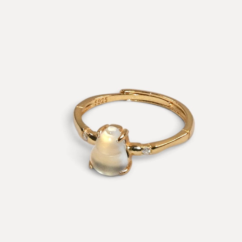 Golden Prehnite Gourd Ring