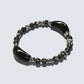 Double Silver Obsidian Charm w/ Black Skeletal Sunstone Bracelet