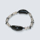 Double Silver Obsidian Charm w/  Grey Moonstone Bracelet