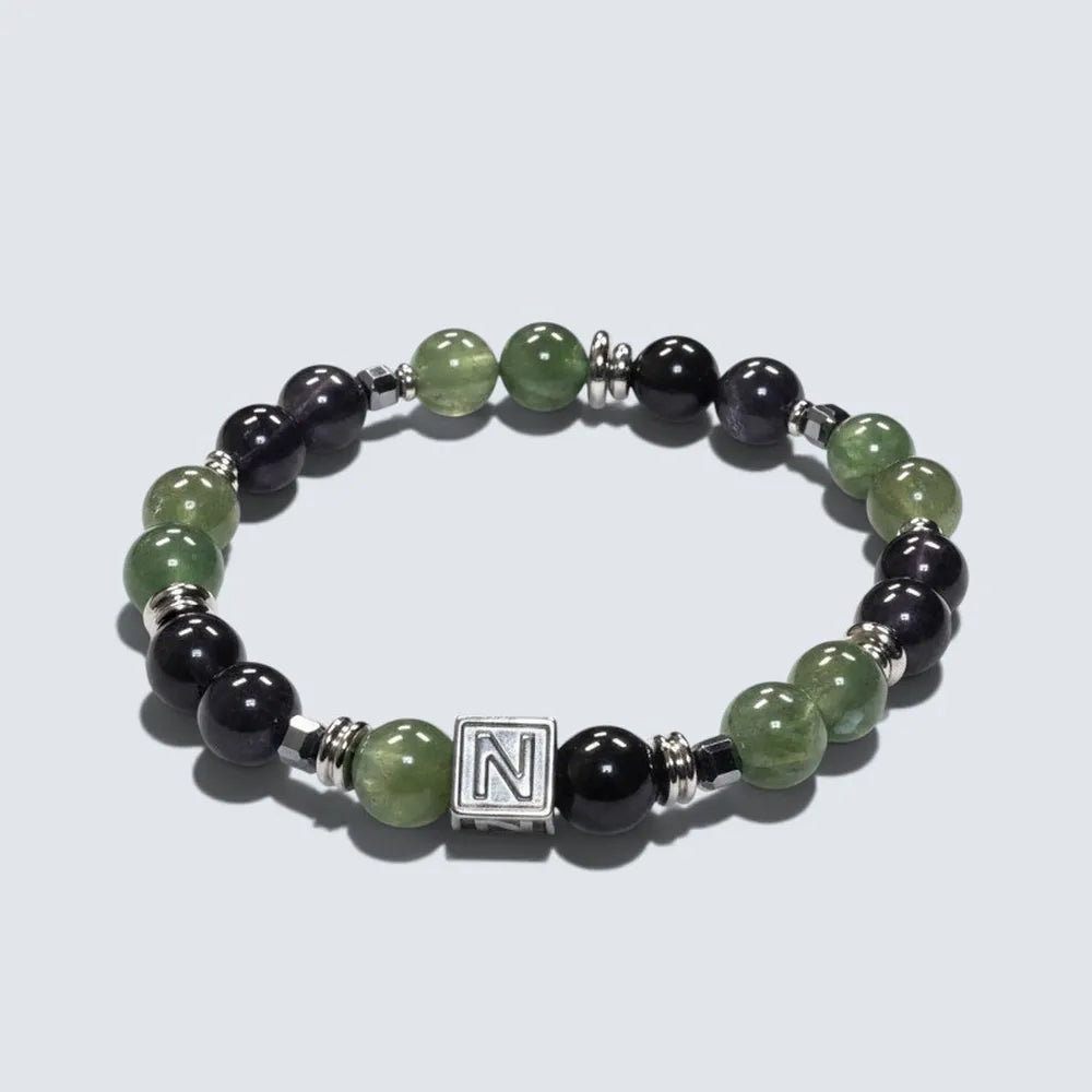 Letter N | Iolite & Green Lithium Mica Bracelet
