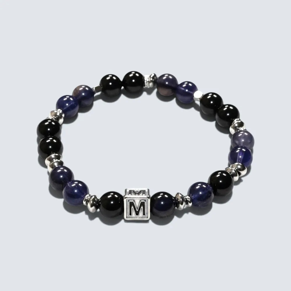 Letter M | Iolite & Black Tourmaline Bracelet