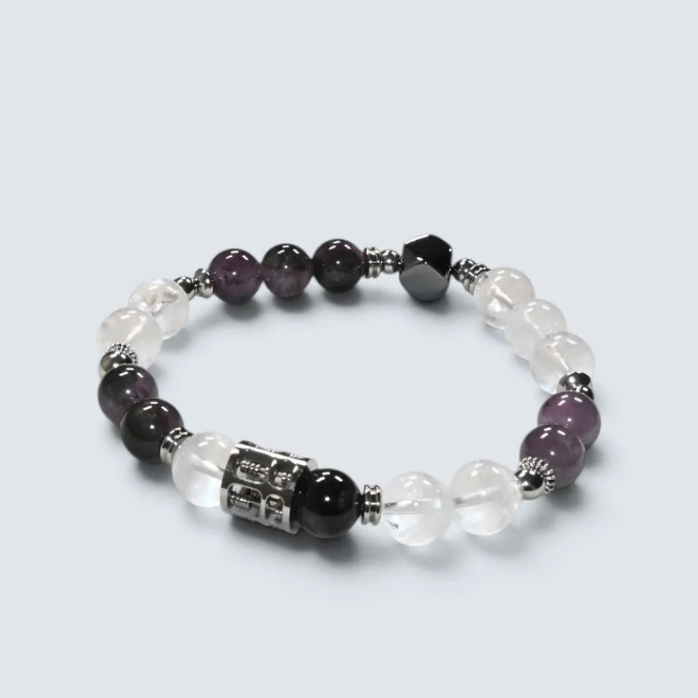 Abacus Charm + White Phantom Quartz w/ Eye Auralite Quartz Bracelet