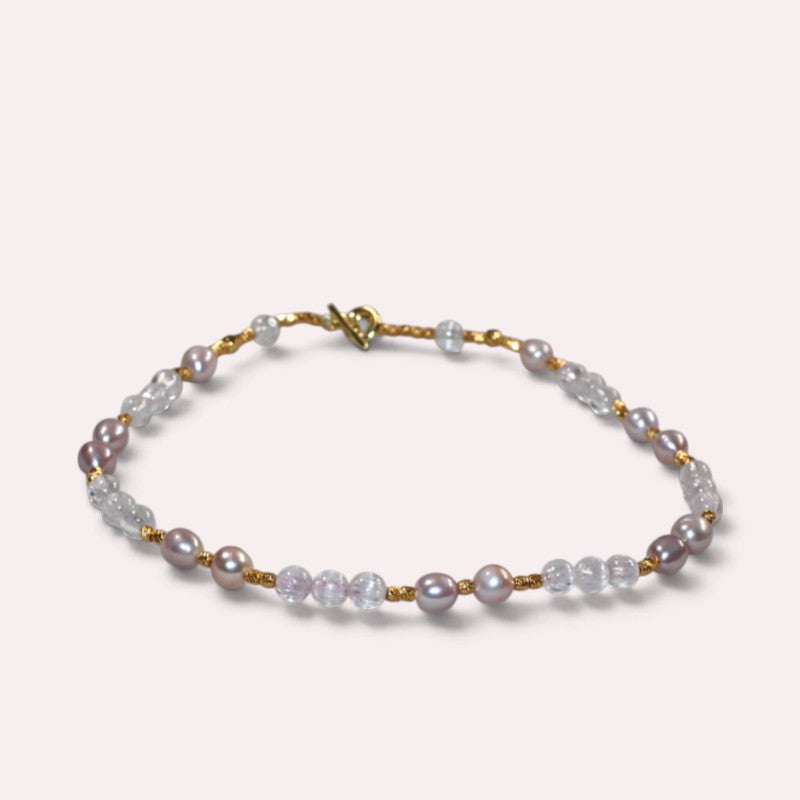 Kunzite w/ Freshwater Pearl Anklet
