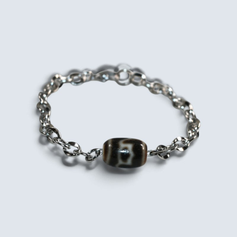 Lotus Dzi Bead Bracelet