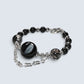 Agate Charm + Black Tourmaline w/ Herkimer Diamond Bangle