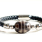 Lotus Tiger Tooth Dzi Bead w/ Leather Bangle
