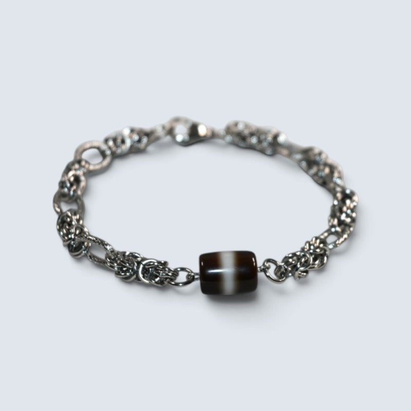 Black & White Dzi Bead Bracelet