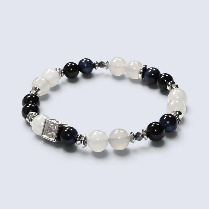 Letter C| Green Moonstone & Blue Tiger Eye Bracelet
