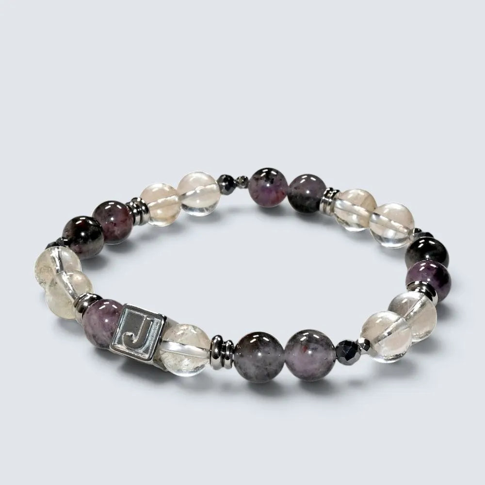 Letter J | Yellow Phantom Pyramid & Eye Auralite Bracelet