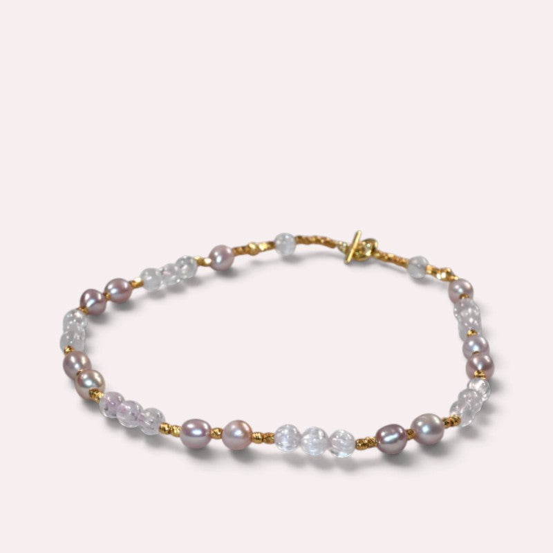 Kunzite w/ Freshwater Pearl Anklet
