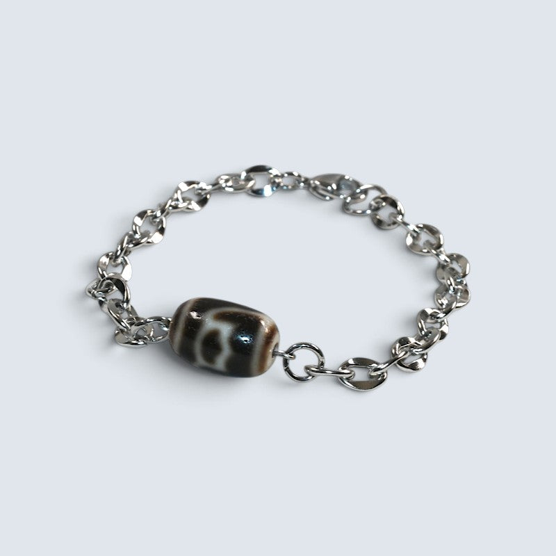 Lotus Dzi Bead Bracelet