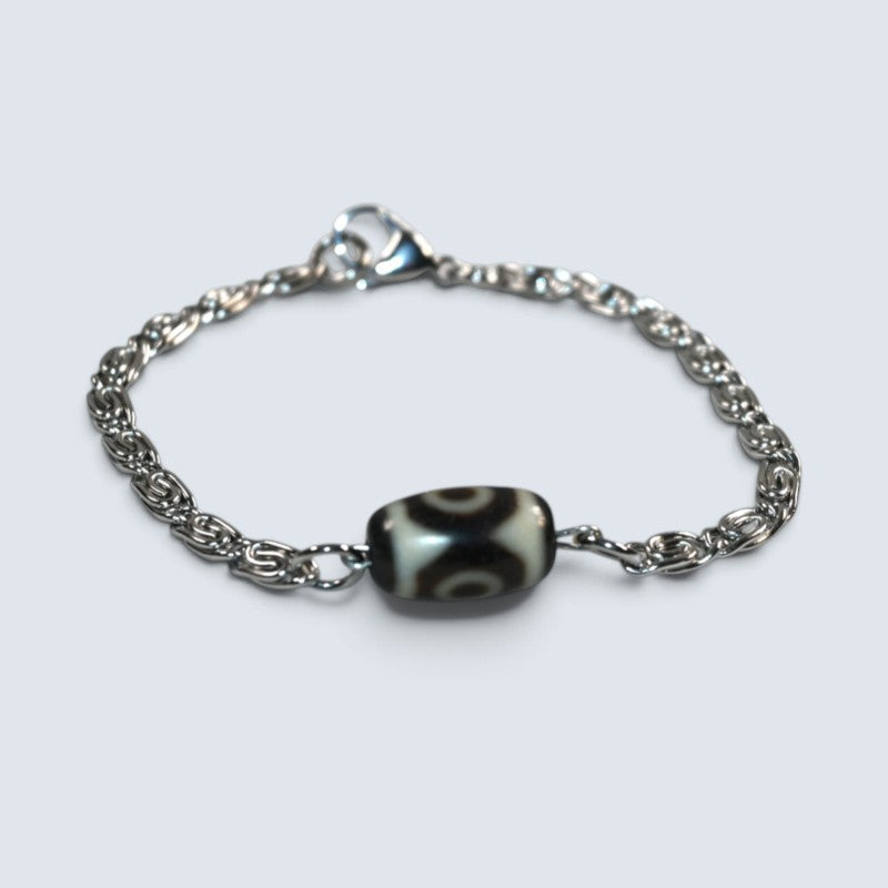 Lotus Three Eye Dzi Bead Bracelet